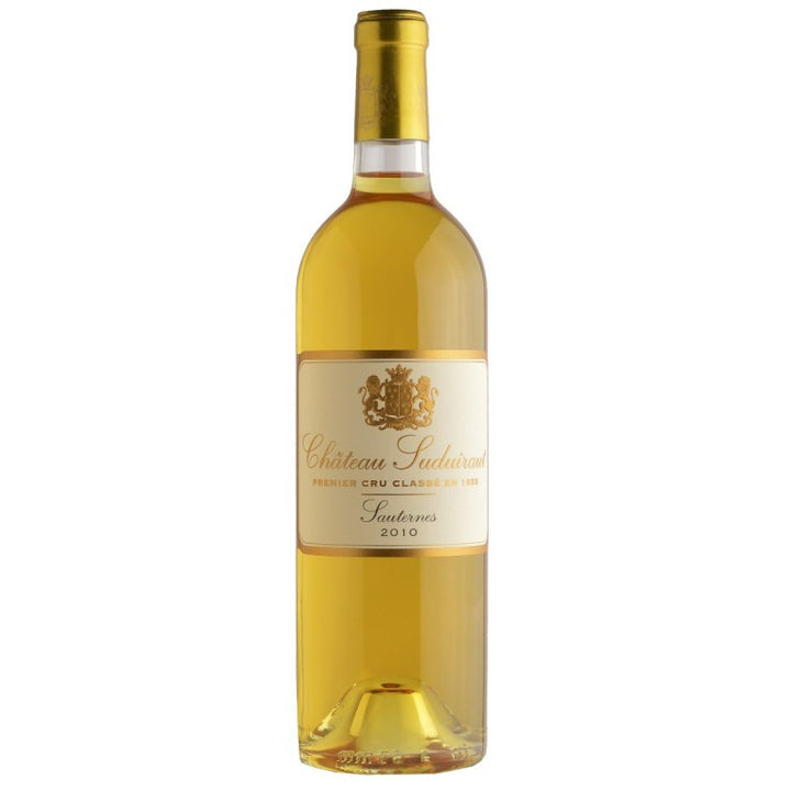 Bottle of Château Souternan white wine on a white background