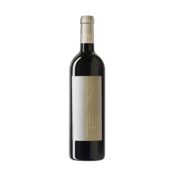 Wine bottle with a white label on a white background