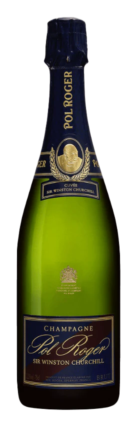 Bottle of Pol Roger champagne on a white background