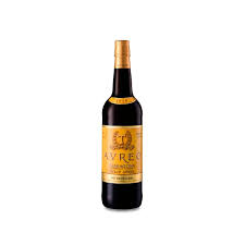 Wine bottle with a gold label on a white background