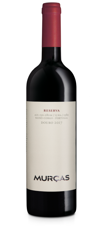 Red wine bottle with a white label on a white background