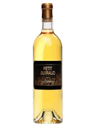 Bottle of Petit Bauraud white wine on a white background