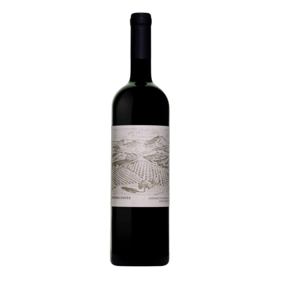 Wine bottle with a label on a white background