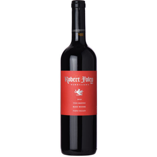 Wine bottle with a red label on a white background