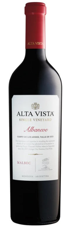 Alta Vista Malbec wine bottle on a white background