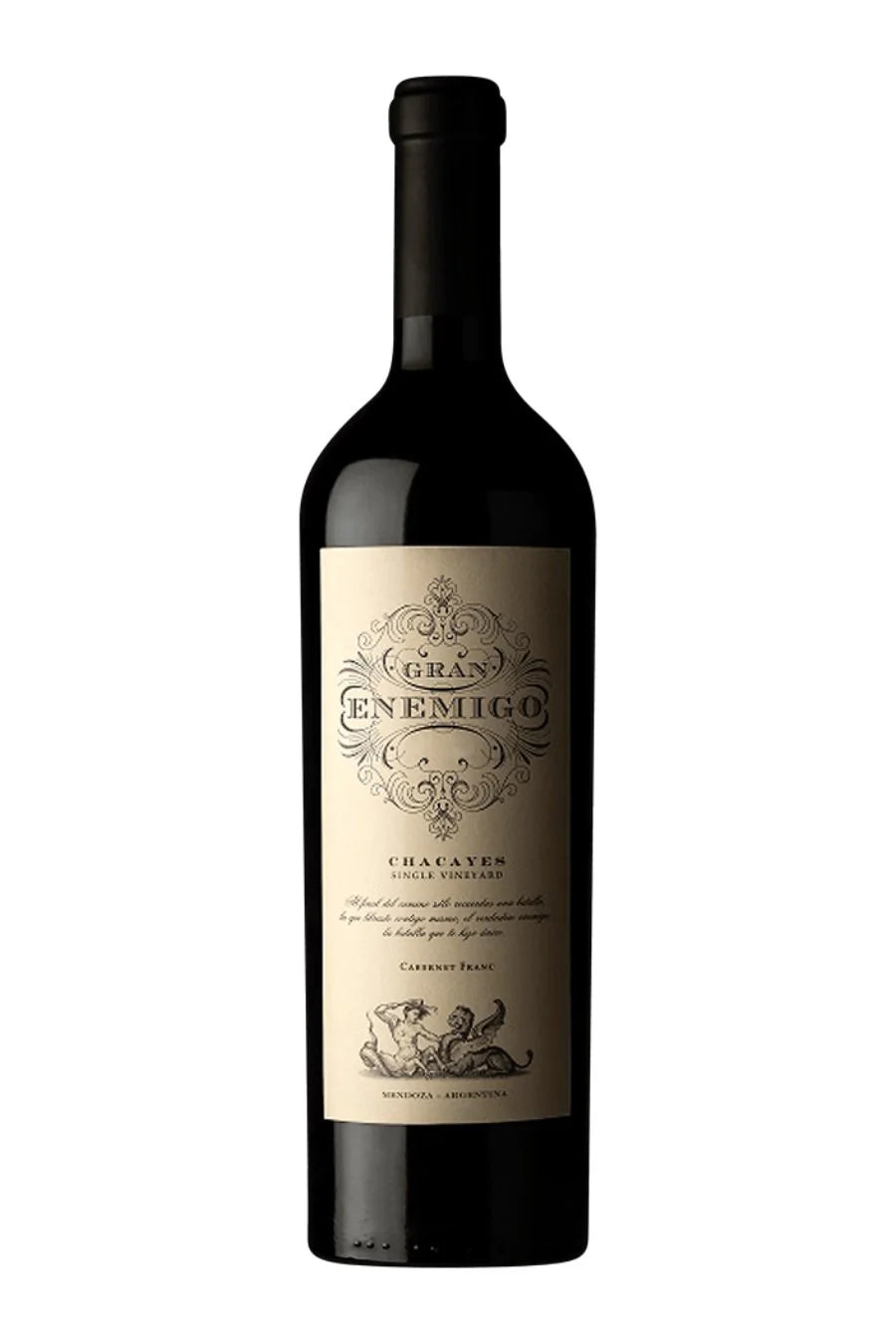 Wine bottle labeled 'El Gran Enemigo' on a white background