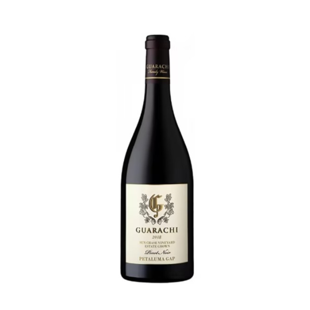 Wine bottle with 'Guarachi' label on a white background