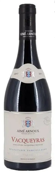 Aime Arnoux Vacqueyras wine bottle with a visible label