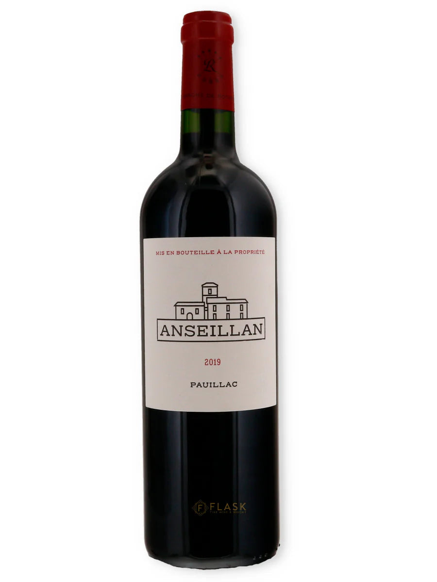 Wine bottle with 'Anseillan' label on a white background