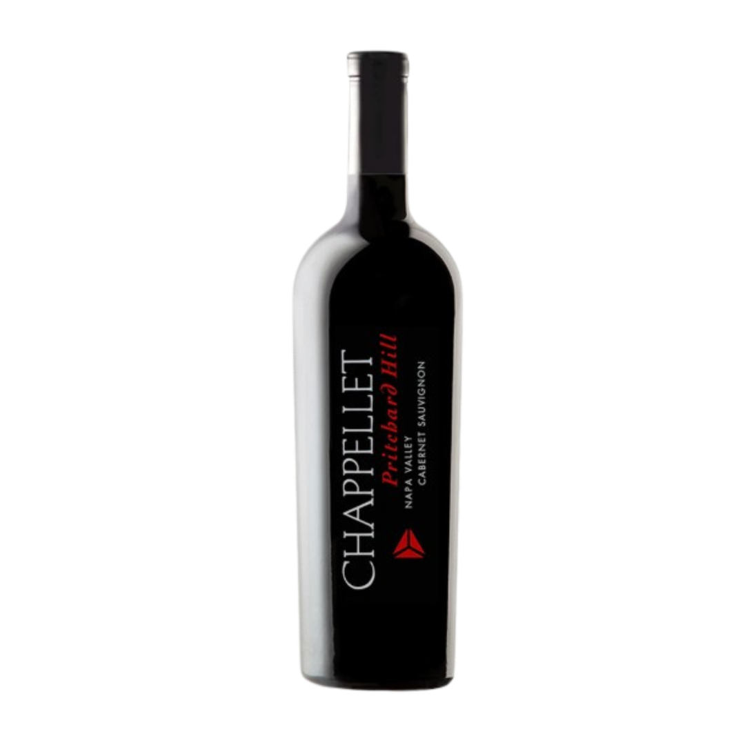 Wine bottle with 'Chappellet' label on a white background