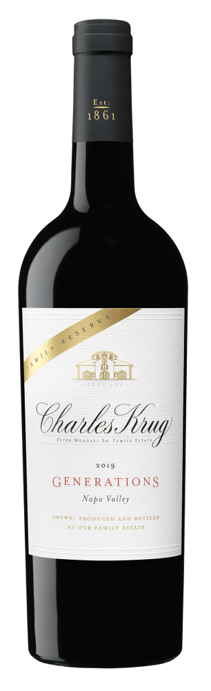 Charles Krug Generations wine bottle on a white background