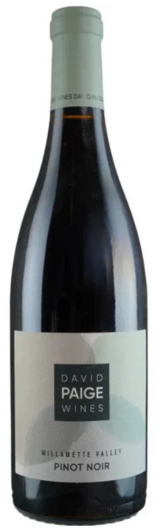 Bottle of David Paige Wines Pinot Noir with a white label