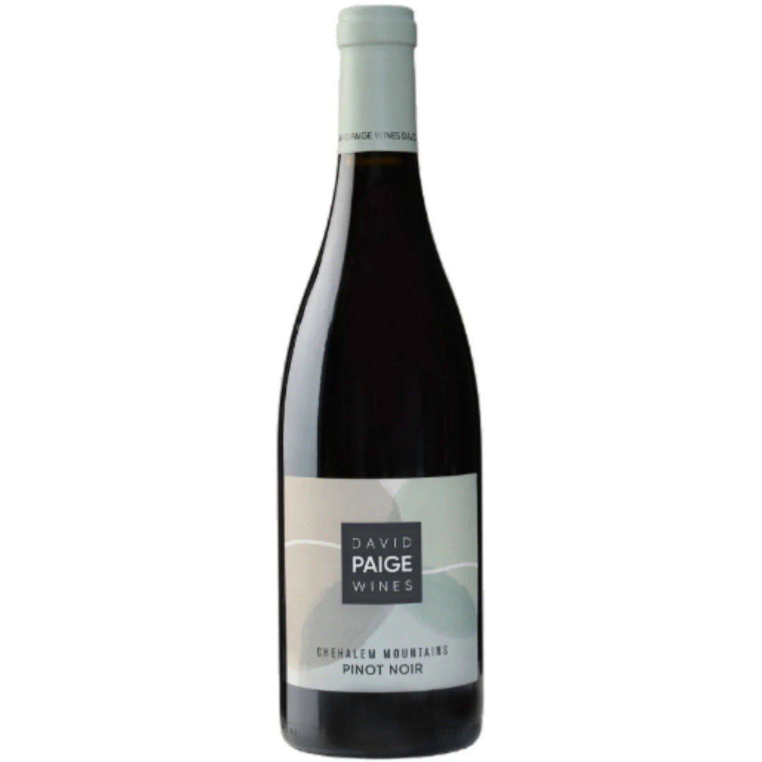 Wine bottle with 'David Paige Wines' label on a white background