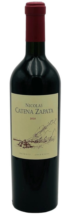 Nicolas Catena Zapata wine bottle on a white background