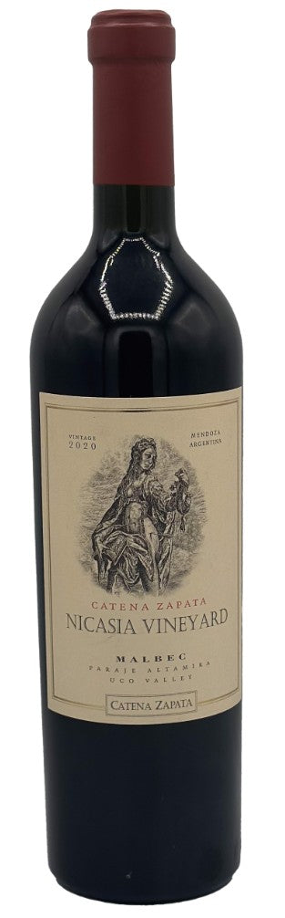 Red wine bottle with a label featuring an illustration on a white background