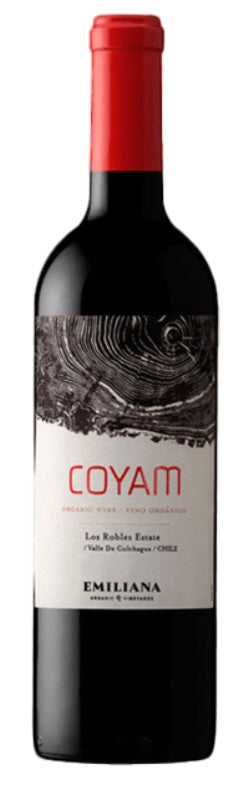Red wine bottle with a visible label on a white background