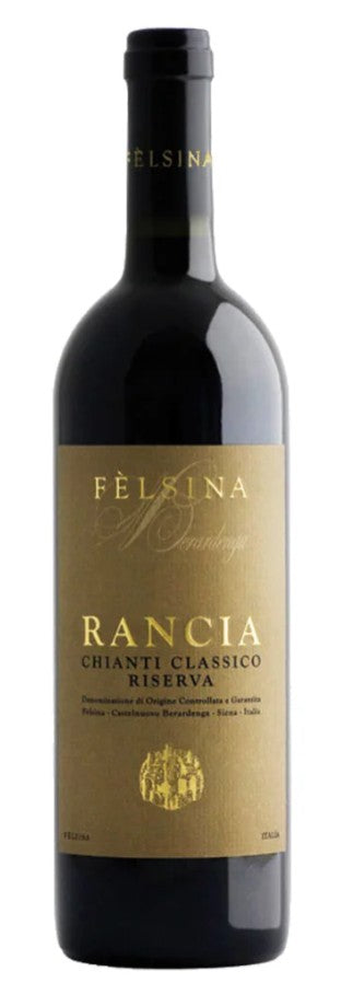 Felsina Rancia Chianti Classico Riserva wine bottle on a white background