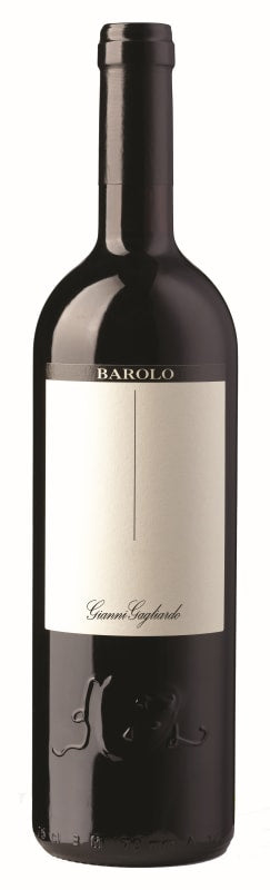 Barolo wine bottle on a white background