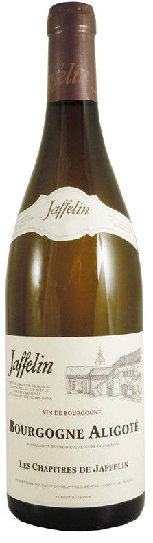 Bottle of Jaffelin Bourgogne Aligote wine with a white label