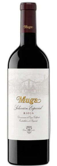 Muga Selección Especial Rioja wine bottle on a white background