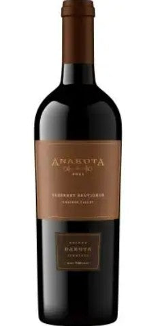 Bottle of Anacrita Cabernet Sauvignon wine on a white background