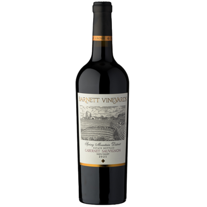 Bottle of Barnett Vineyards Cabernet Sauvignon wine on a white background