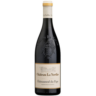 Wine bottle labeled 'Chateau La Nerthe' on a white background