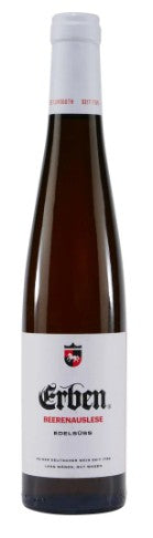 Wine bottle with 'Erben' label on a white background