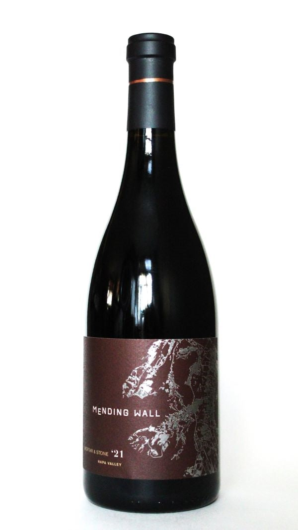 Wine bottle with a label on a white background