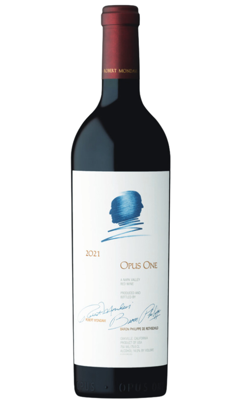 Opus One wine bottle on a white background