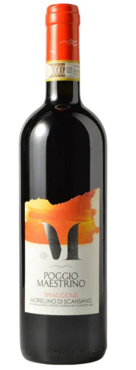Red wine bottle with a label featuring a logo and text on a white background