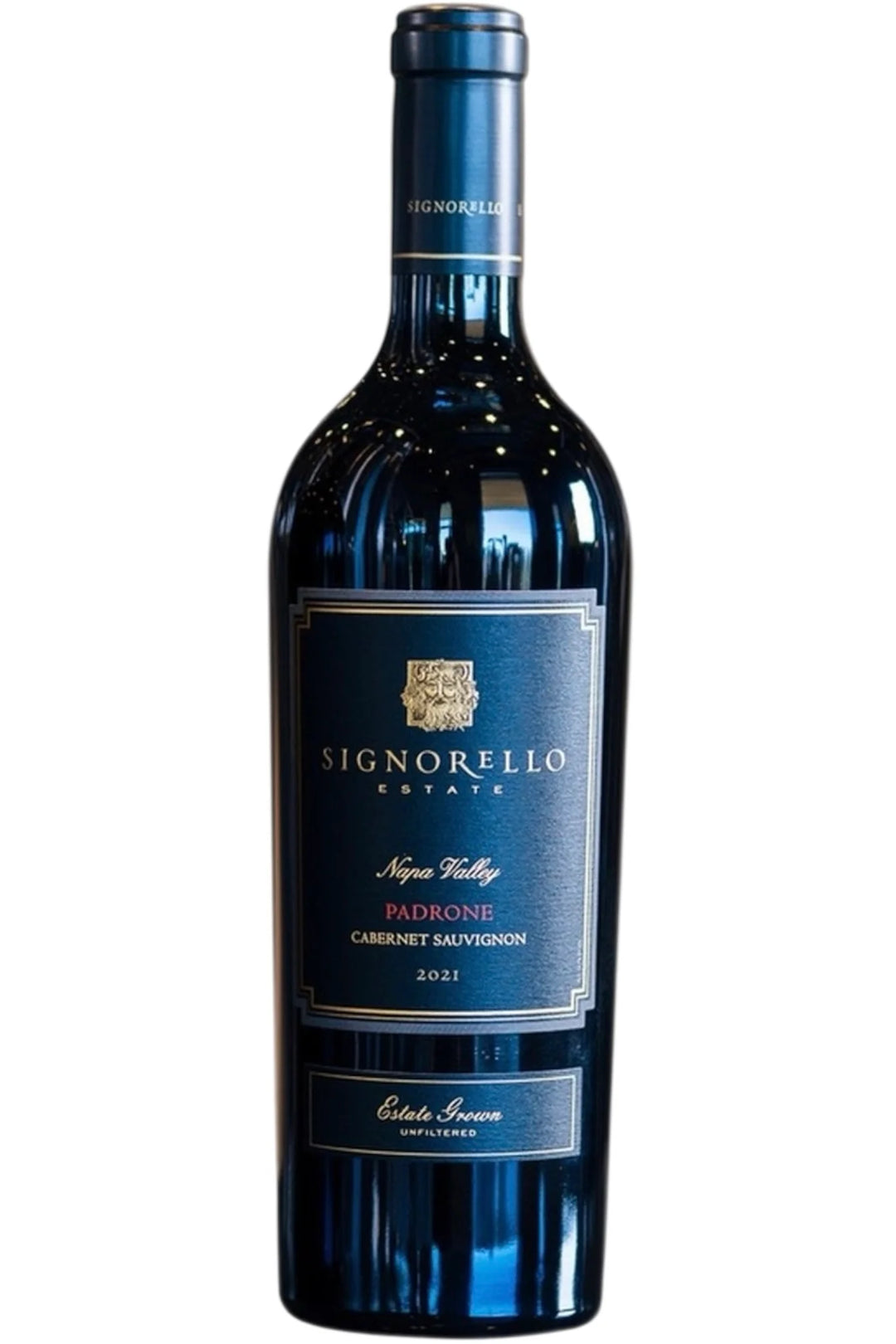 Wine bottle with 'Signorello Estate' label on a white background
