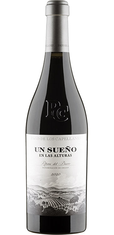 Wine bottle with label on a white background