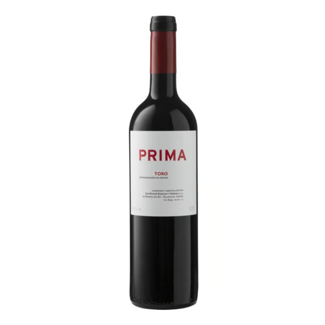 Wine bottle labeled 'Prima' on a white background