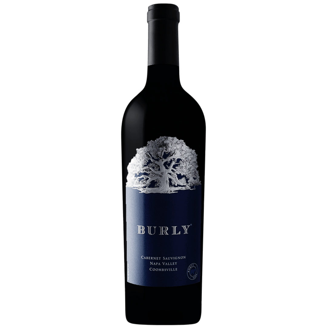 Wine bottle with 'Burly' label on a white background