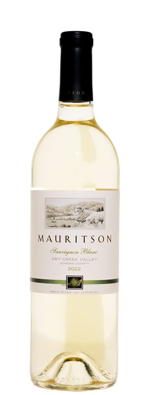 Mauritson Sauvignon Blanc wine bottle on a white background