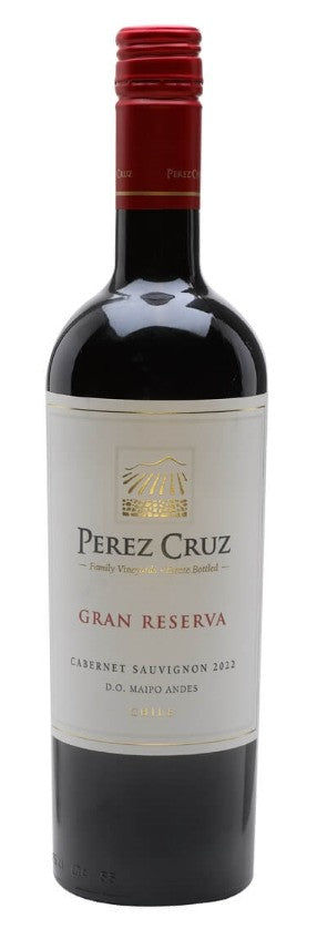 Perez Cruz Gran Reserva wine bottle on a white background