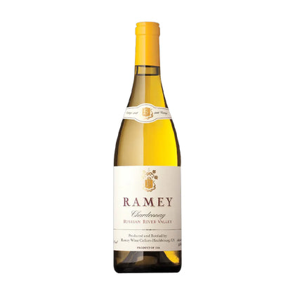 Bottle of Ramey Chardonnay wine on a white background