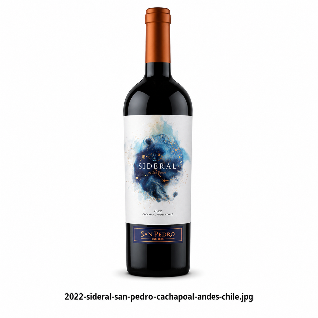 2022 Sideral by San Pedro from Cachapoal Andes Chile on white background - Happy Wine Calle Ocho