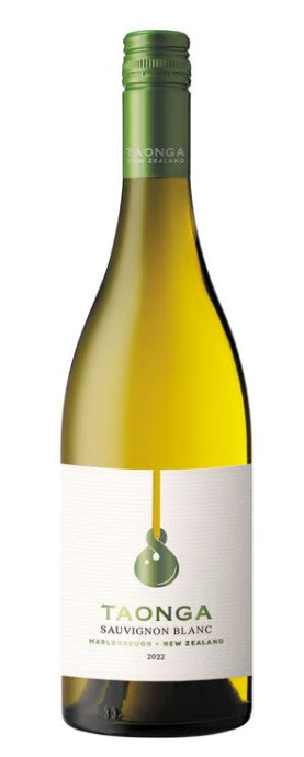 Taona Sauvignon Blanc wine bottle with green cap on a white background