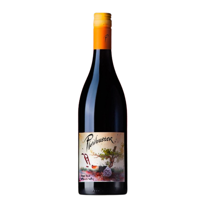 Wine bottle with a colorful label on a white background