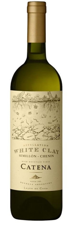 Catena white wine bottle with label on a white background