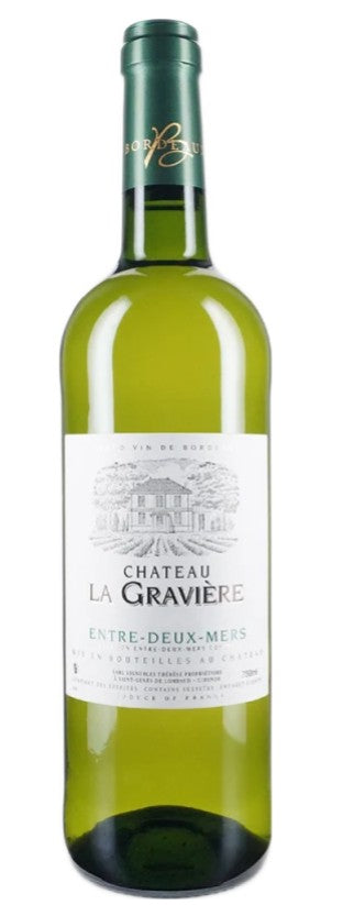 Bottle of Chateau La Gravière wine on a white background