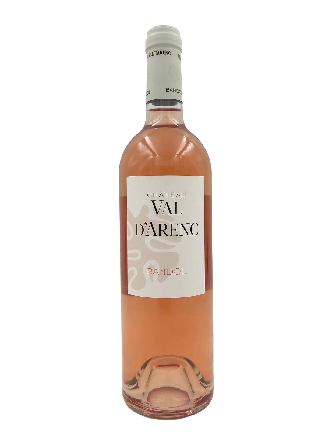 Bottle of Chateau Val d'Arenc Bandol wine on a white background