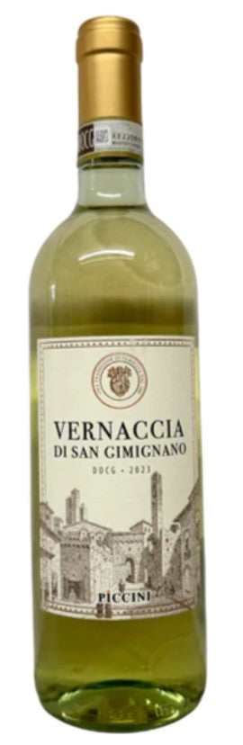 Vernaccia di San Gimignano wine bottle on a white background