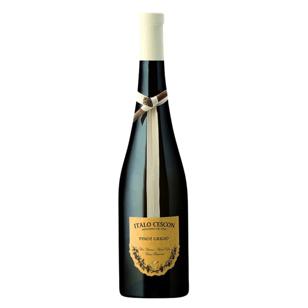 Wine bottle with label on a white background