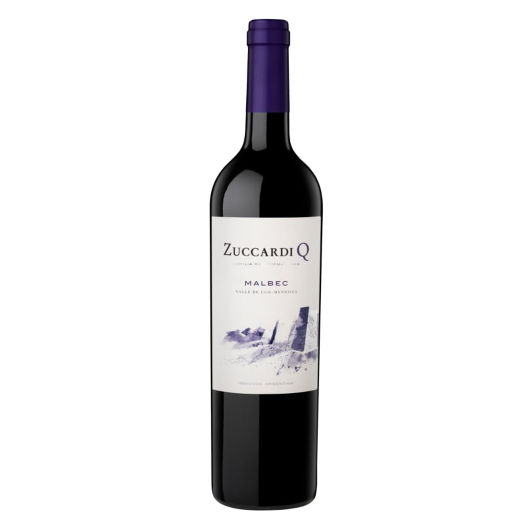 Zuccardi Q Malbec wine bottle on a white background