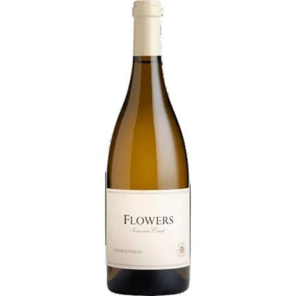 Flowers Chardonnay 2023 Sonoma Coast California wine bottle on white background
