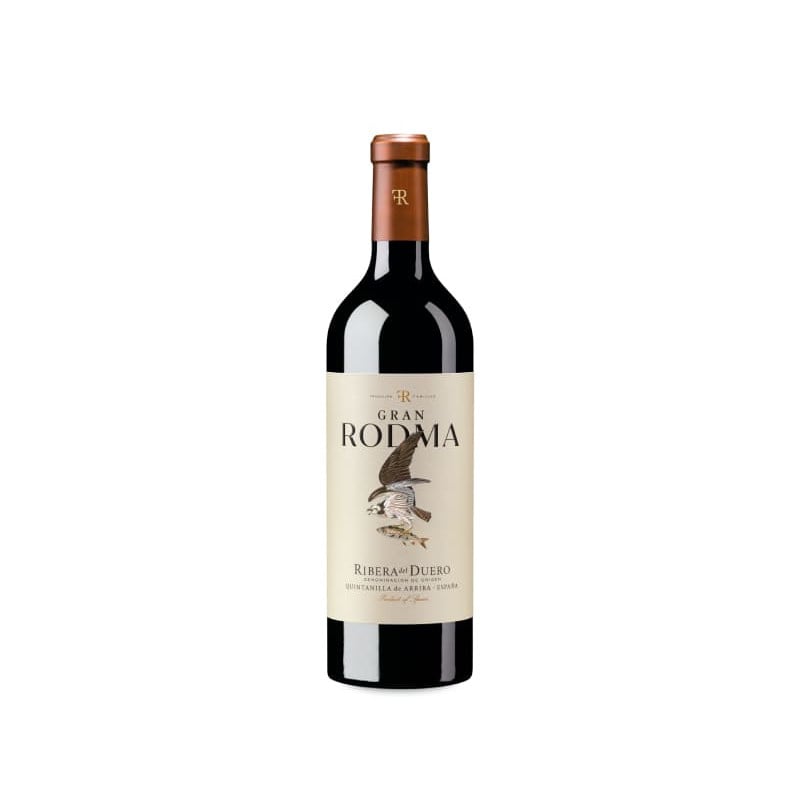 Wine bottle with 'Gran Rodma' label on a white background