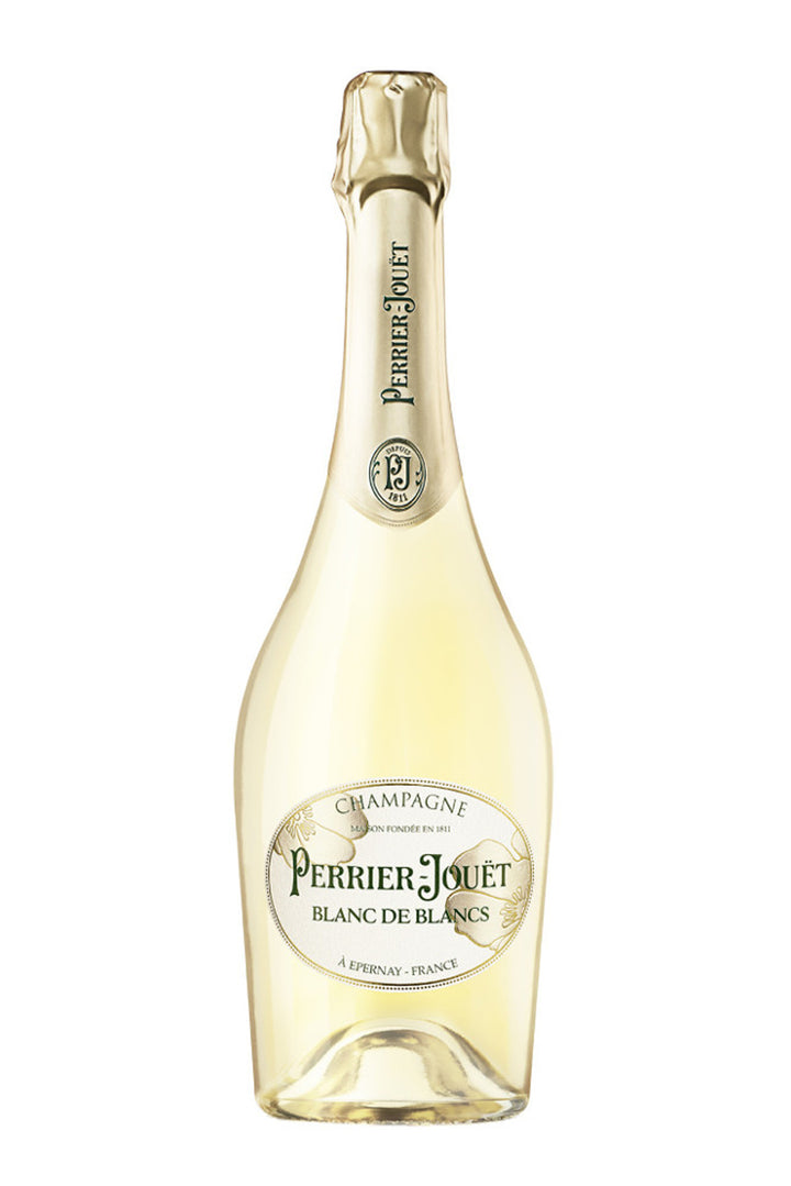 Perrier-Jouèt champagne bottle on a white background